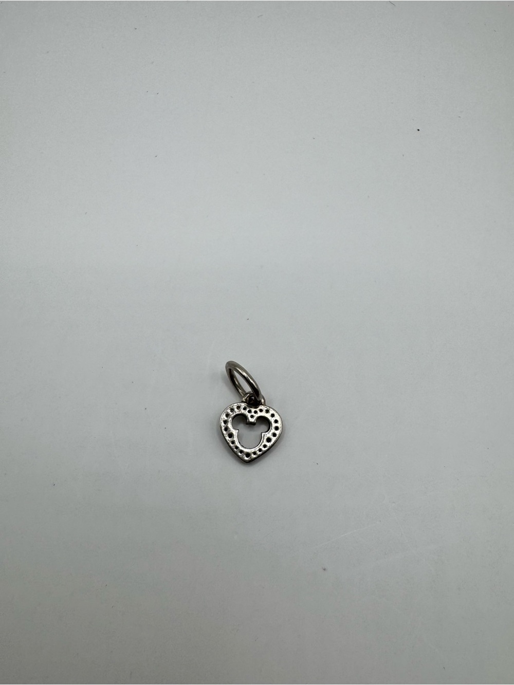 Pandora Disney Mickey Mouse Heart Dangle Charm Sterling Silver CZ